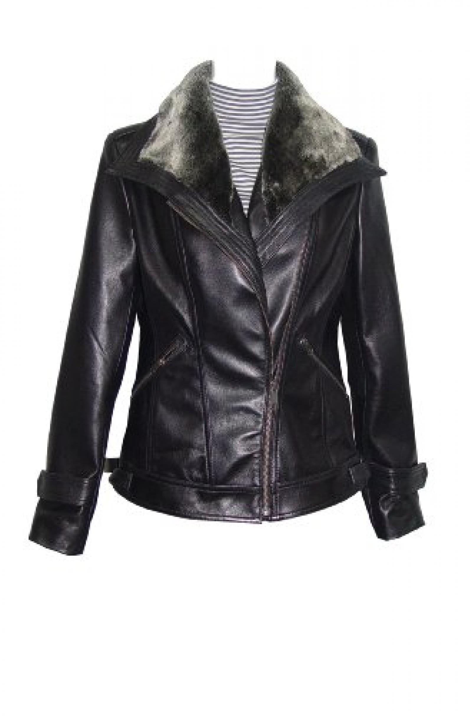 Nettailor Women PETITE SZ 4061 Lamb Leather Motorcycle Jacket Fake Fur Collar 