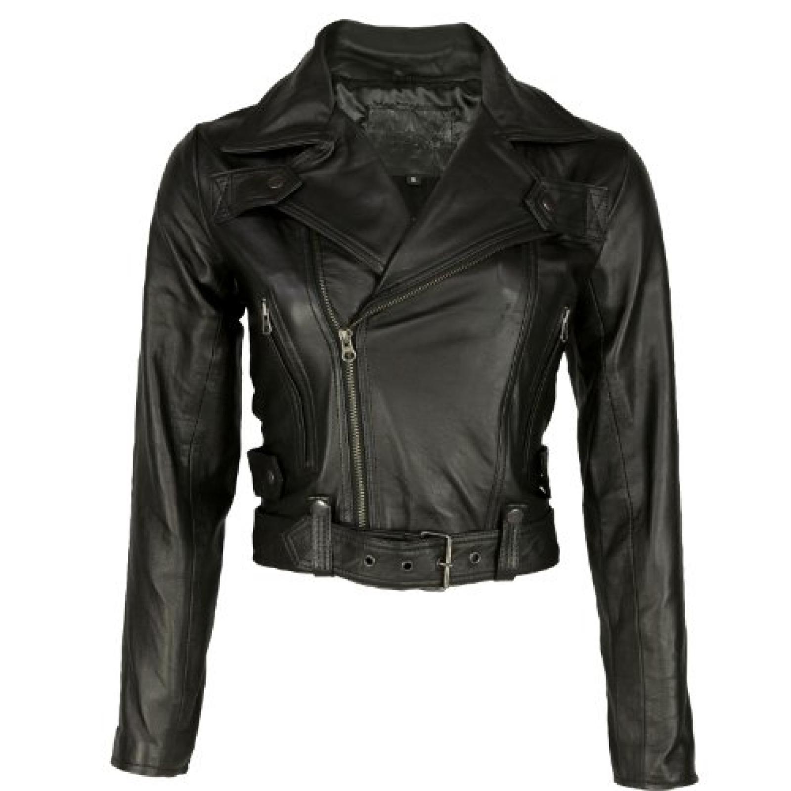 VIPARO Womens Black Lambskin Quilted Biker Leather Jacket - Kendra 