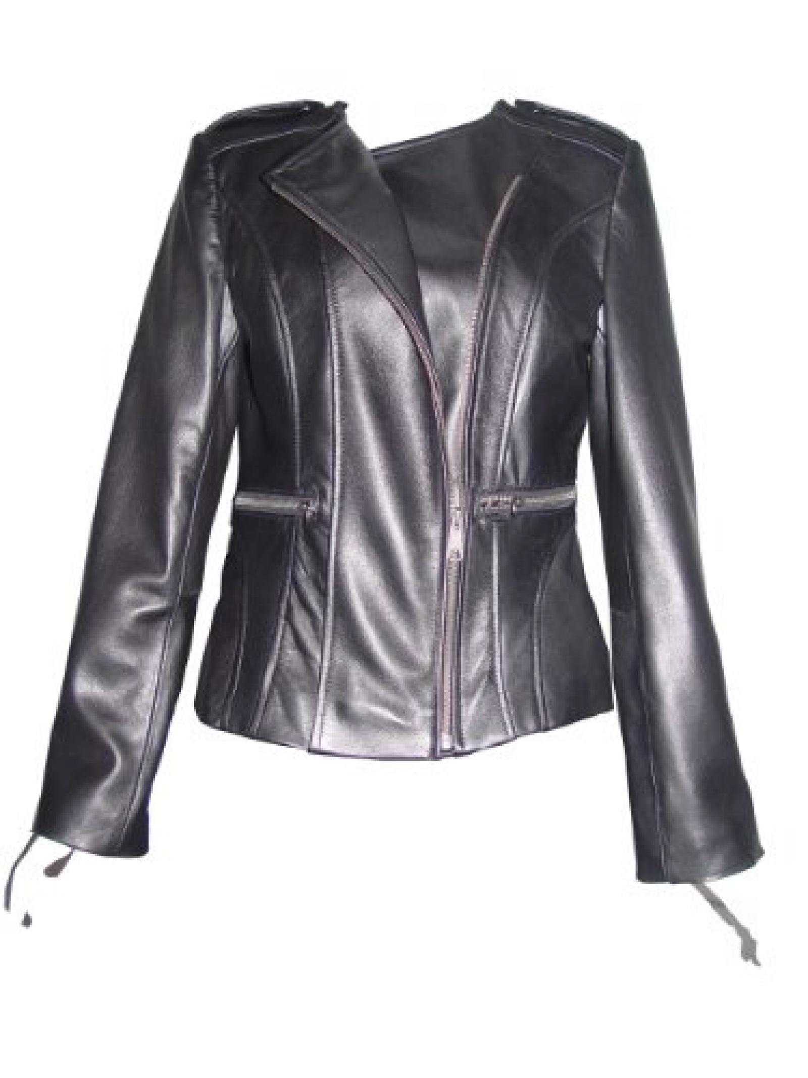 Nettailor FREE tailoring Women 4069 Leather Moto Jacket Collarless 