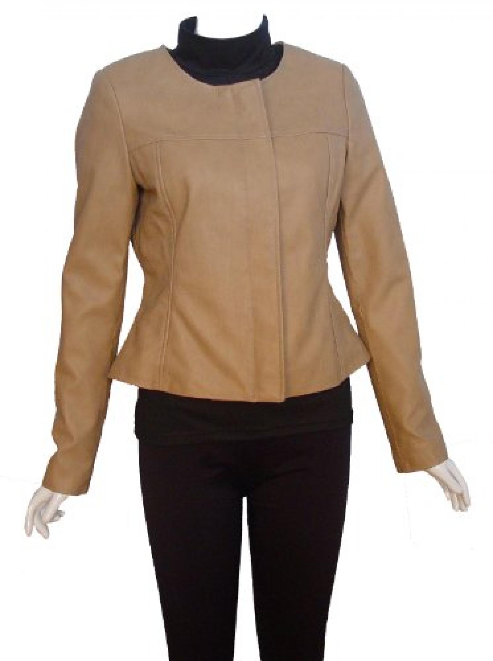 Nettailor FREE tailoring Women PETITE SZ 4066 Leather Moto Jacket Collarless 