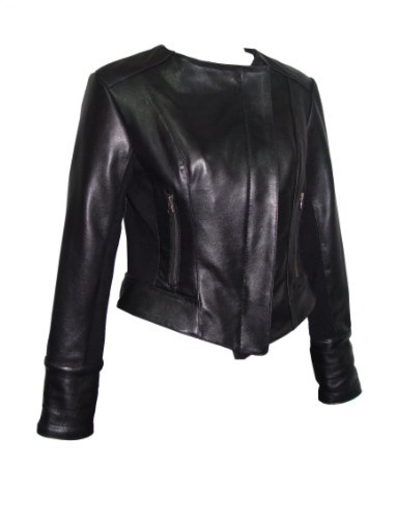 Nettailor FREE tailoring Women PETITE SZ 4070 Leather Moto Jacket Collarless 