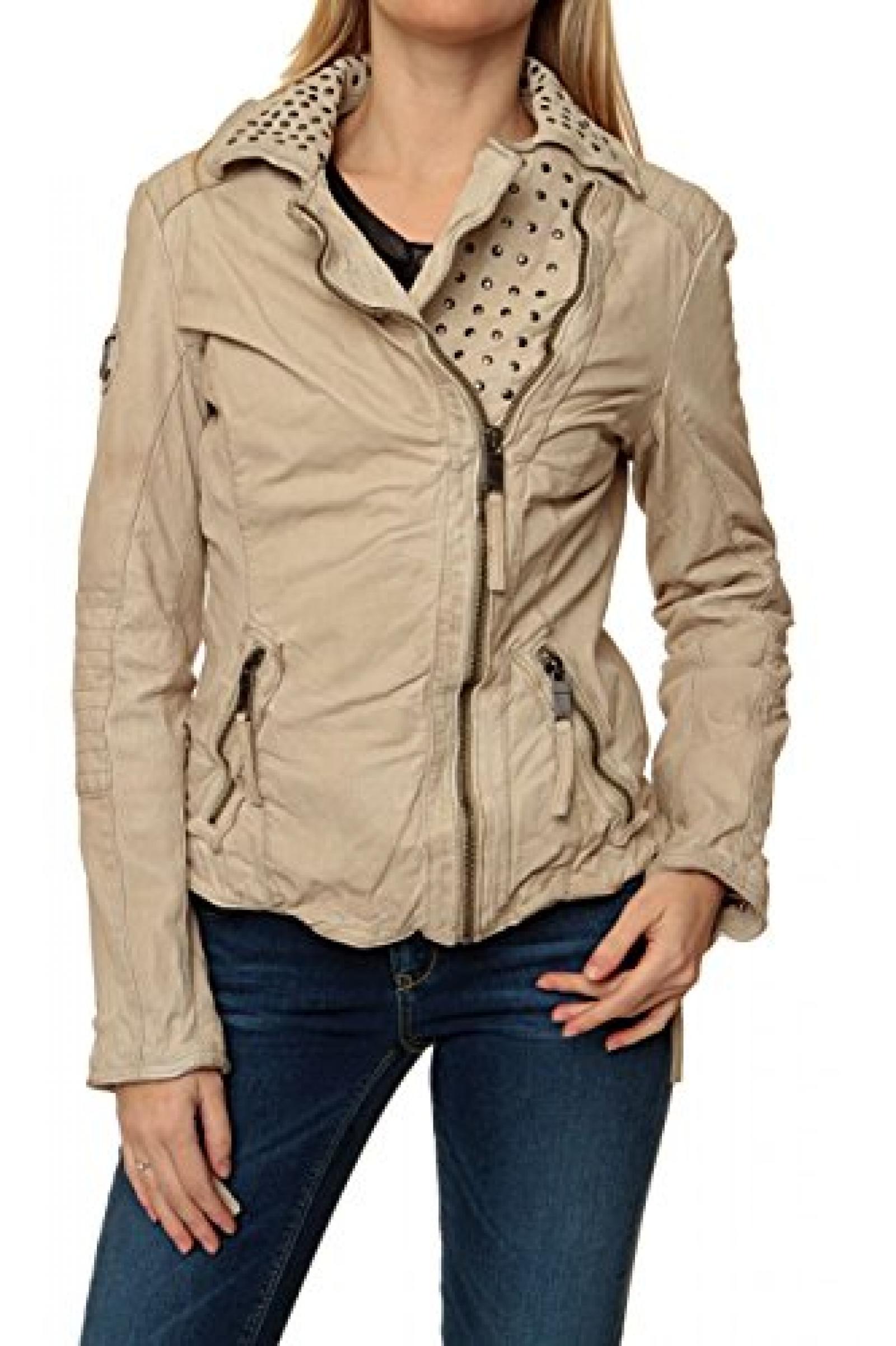 Maze Damen Jacke Lederjacke , Farbe: Beige 